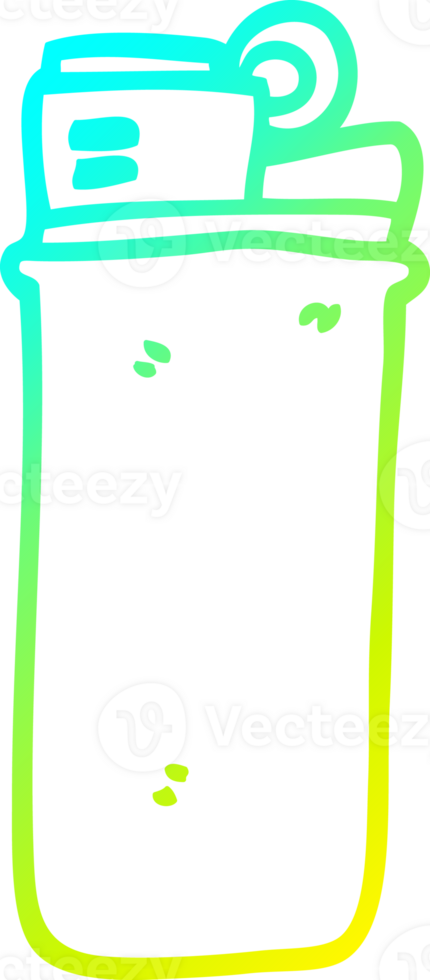 cold gradient line drawing of a cartoon disposable lighter png