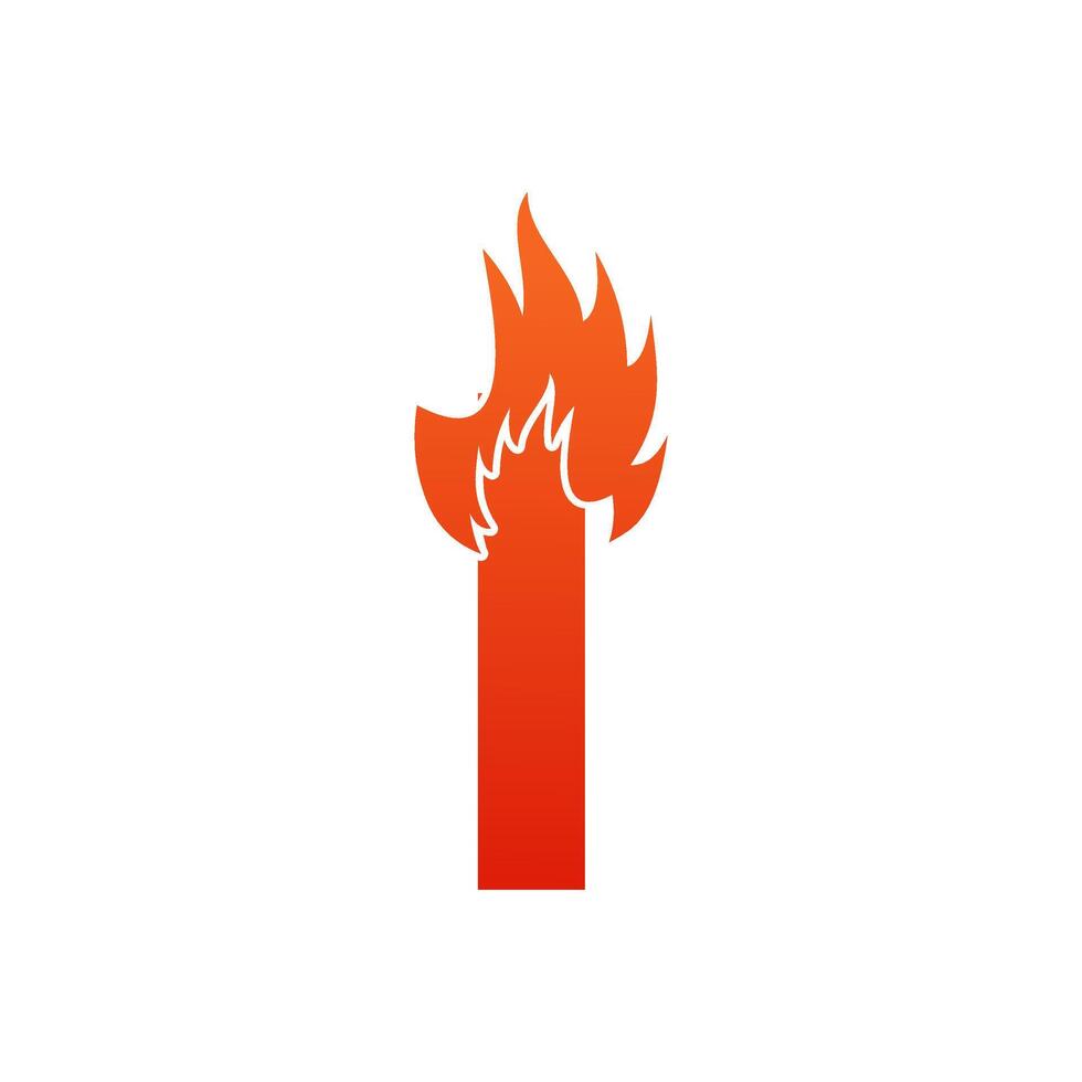 Letter i with fire logo template illustration vector