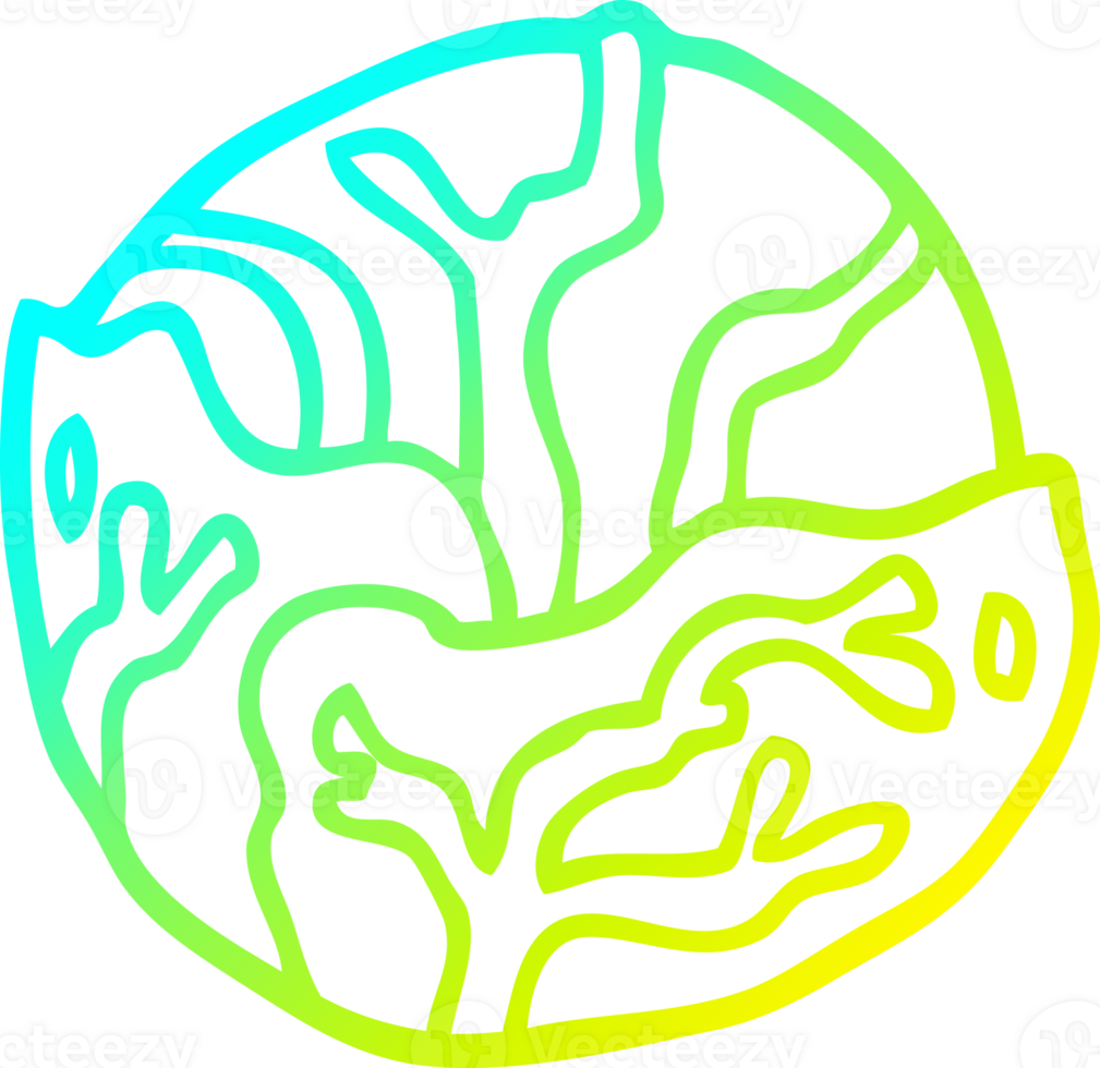cold gradient line drawing of a cartoon cabbage png