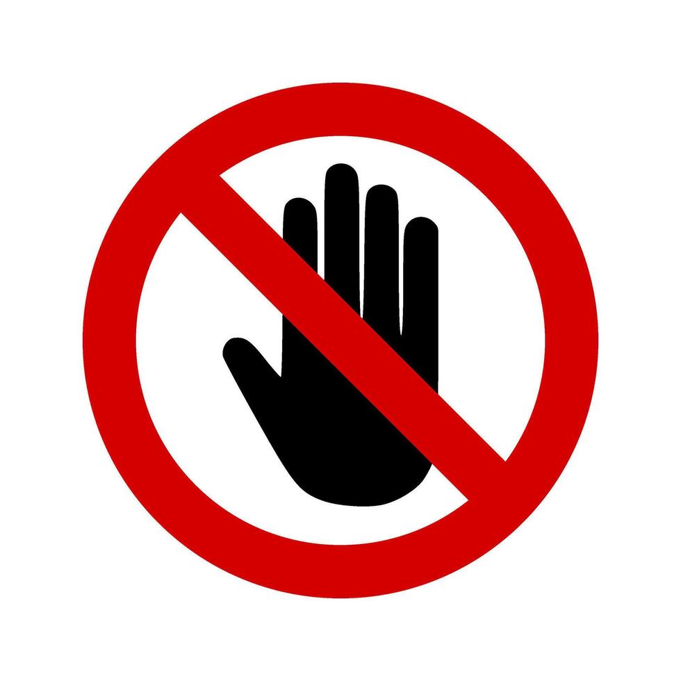 Stop hand logo template illustration. suitable  for no entry or entrance forbidden and dont touch sign vector