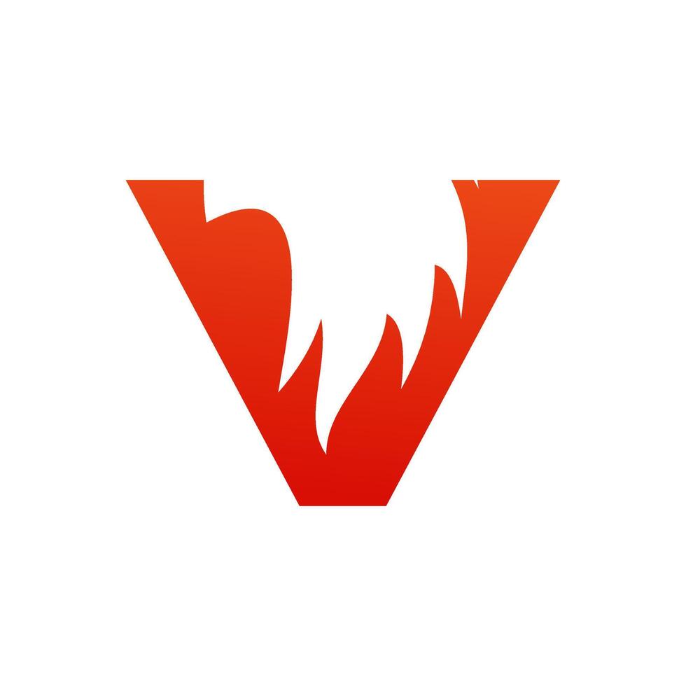 Letter v with fire logo template illustration vector