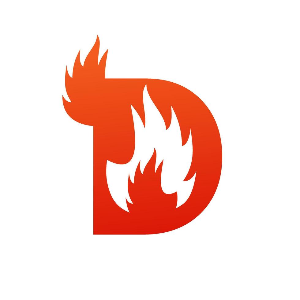 Letter d with fire logo template illustration vector
