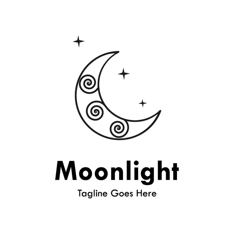 Moonlight design logo illustration.there are moon with star vector