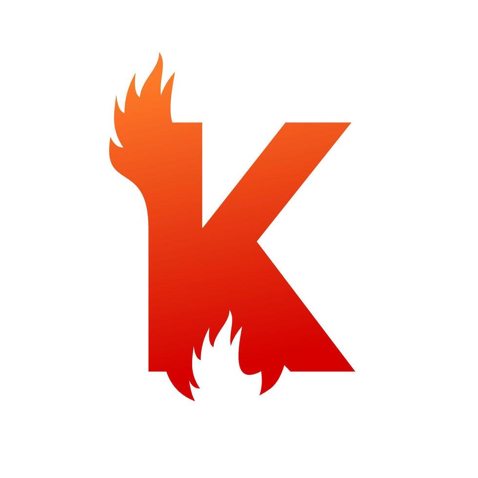 Letter k with fire logo template illustration vector