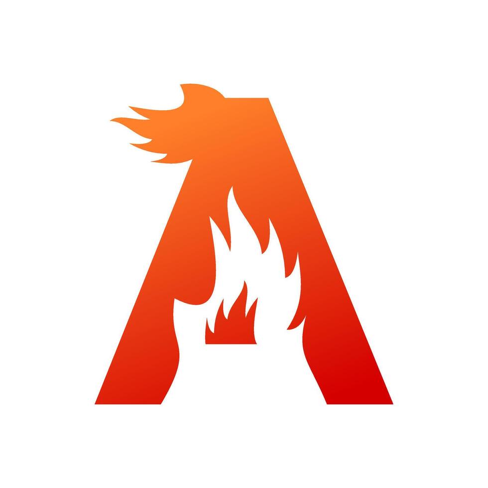 Letter a with fire logo template illustration vector