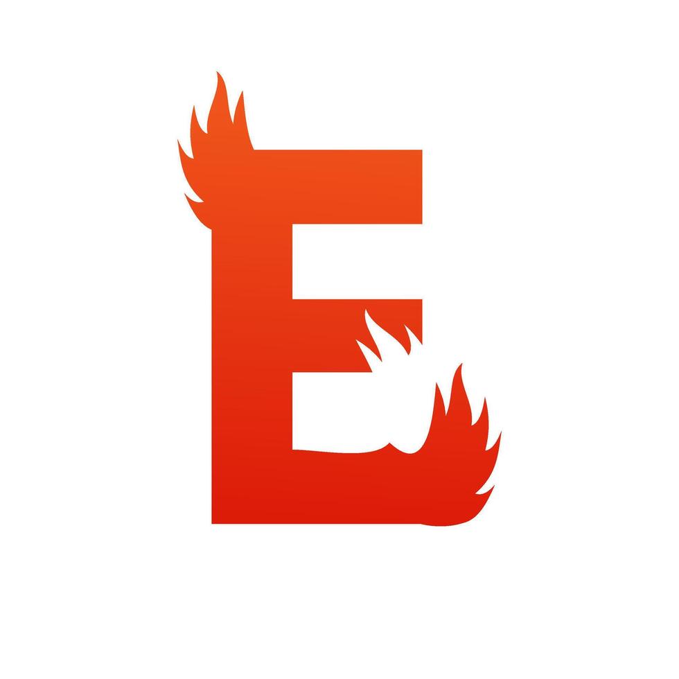 Letter e with fire logo template illustration vector