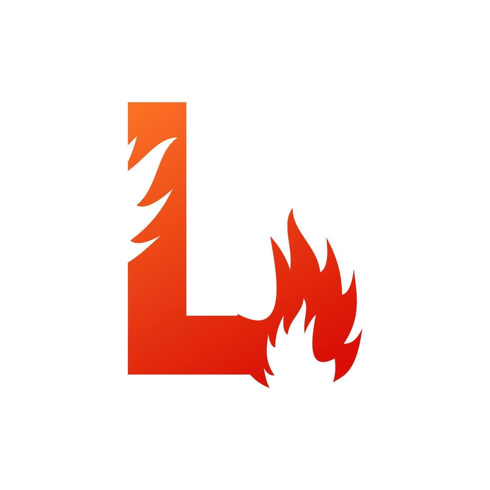 Letter l with fire logo template illustration vector