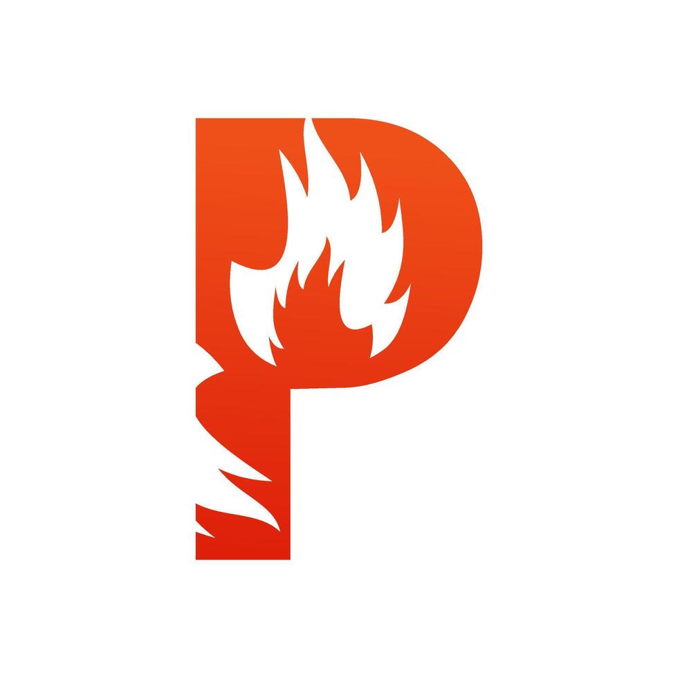 Letter p with fire logo template illustration vector