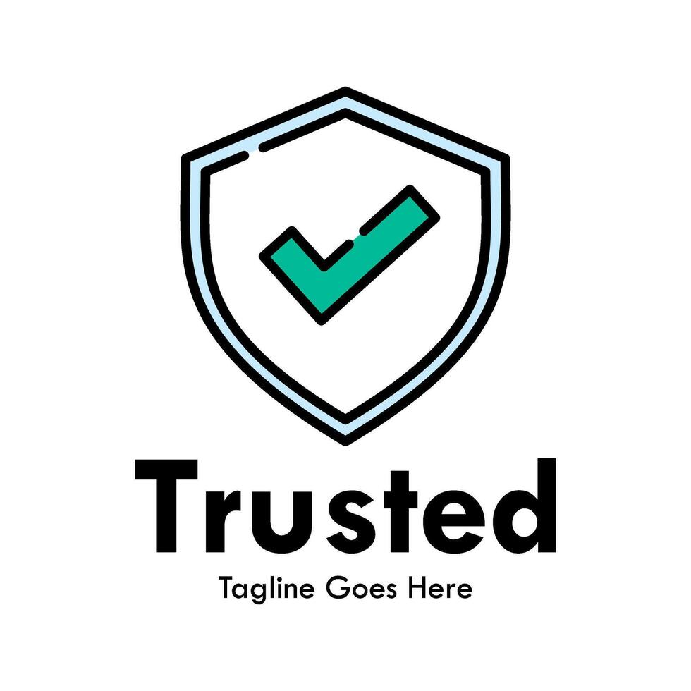 Trusted design logo template illustration. there are shield with true symbol vector