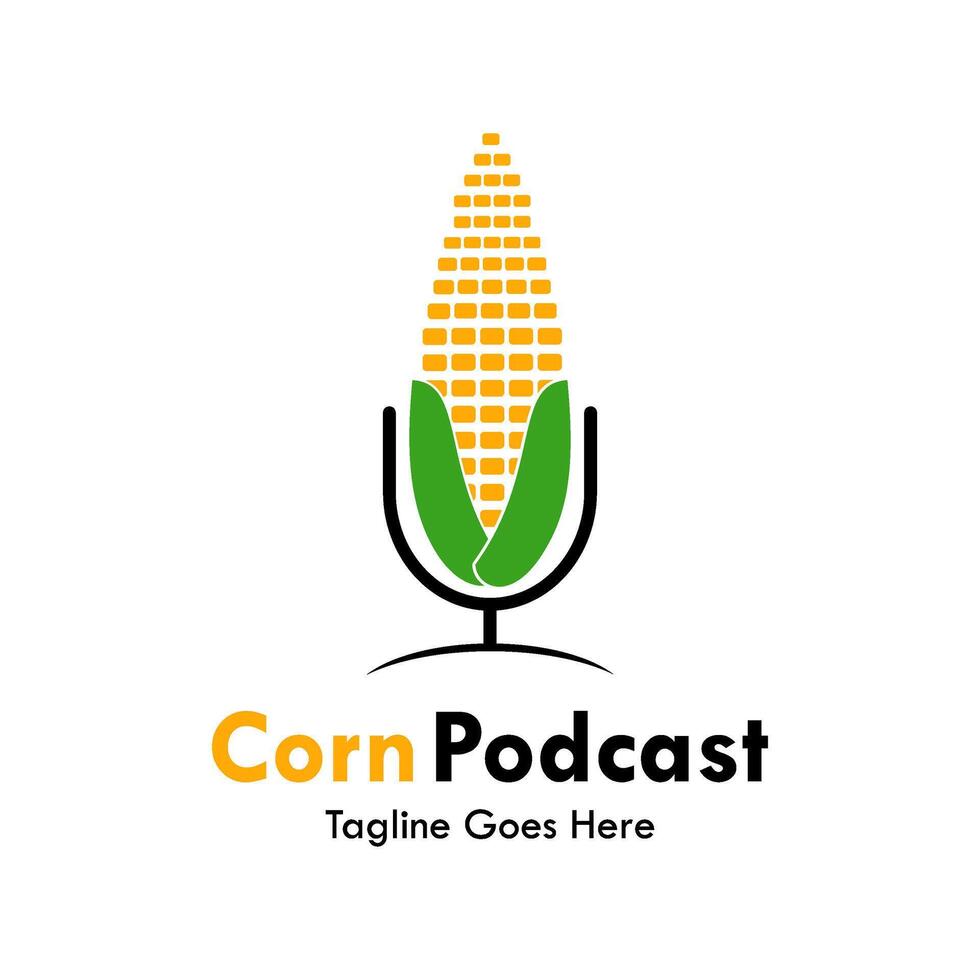 Corn podcast logo template illustration vector