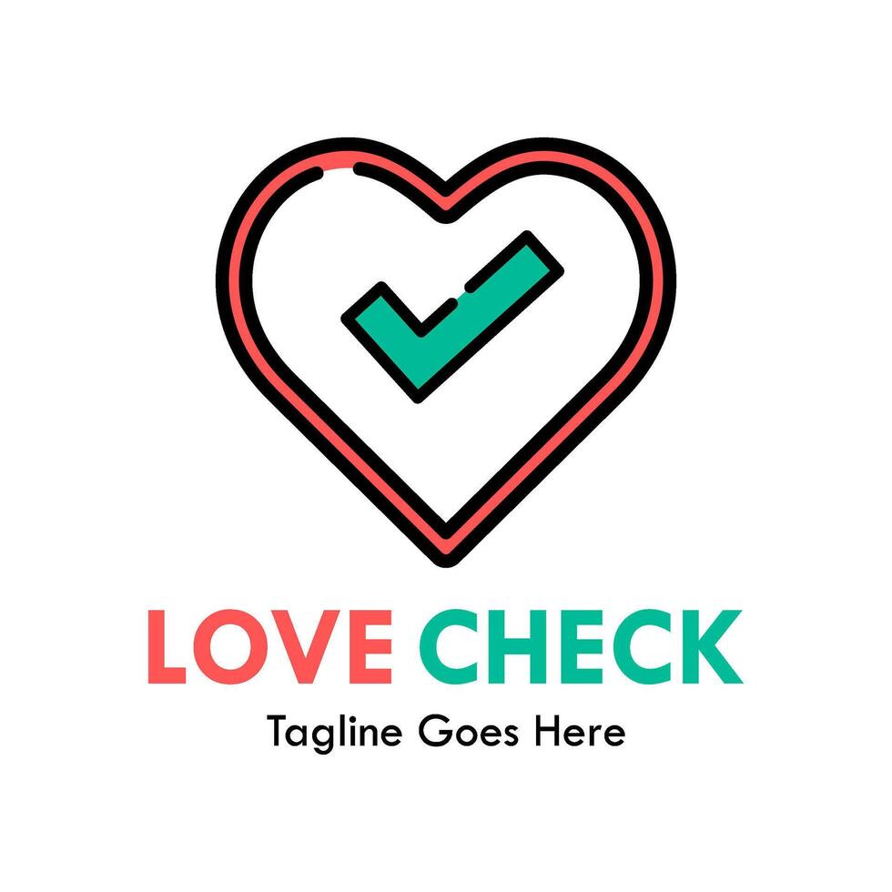Love check logo template illustration vector