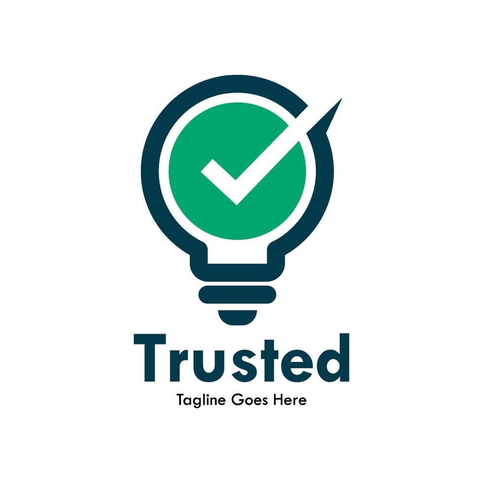 Trusted design logo template illustration. there are bulb with true symbol vector