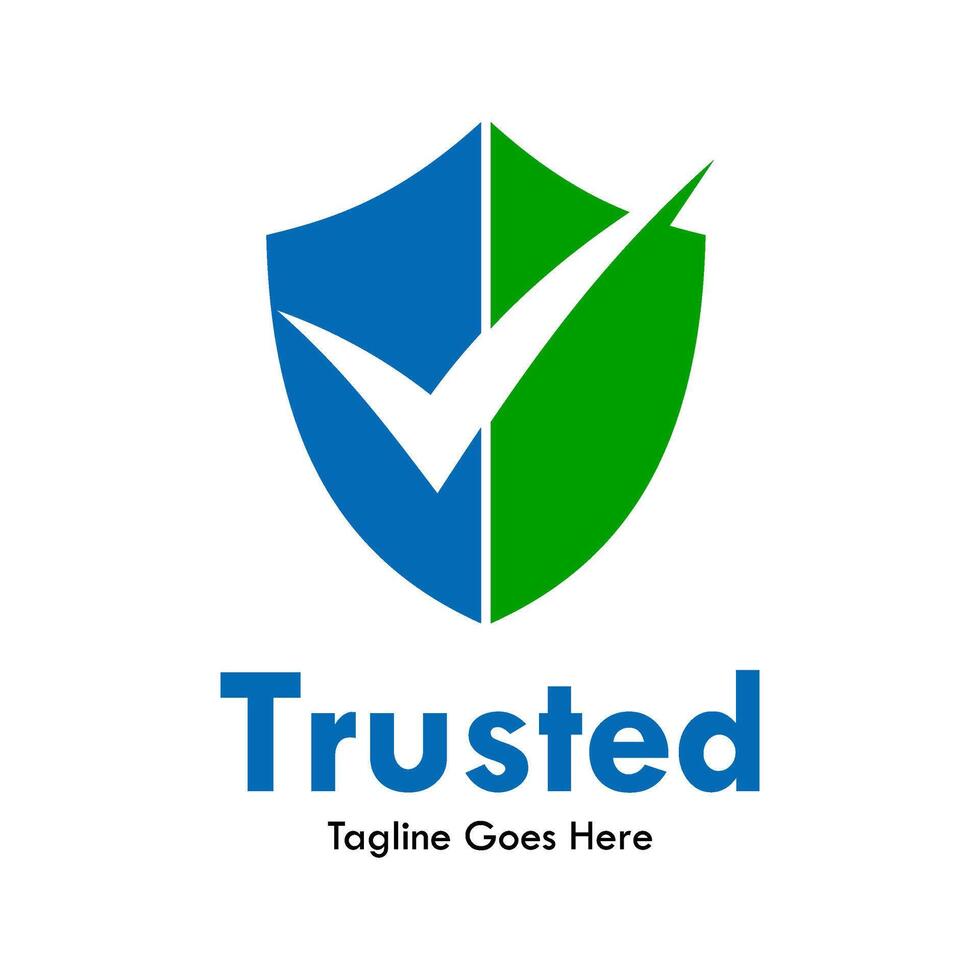 Trusted design logo template illustration. there are shield with true symbol vector