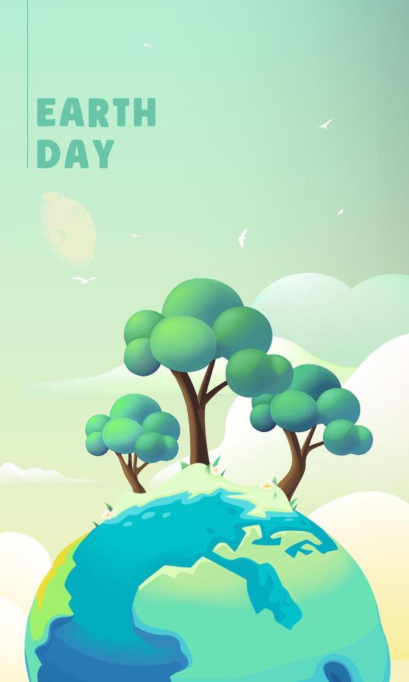 Vertical illustration of Earth Day celebration vector