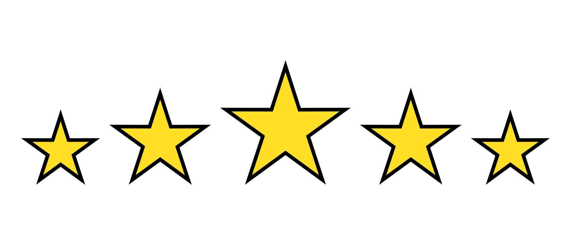 Yellow five star review icon vector. Excelent rating concept vector