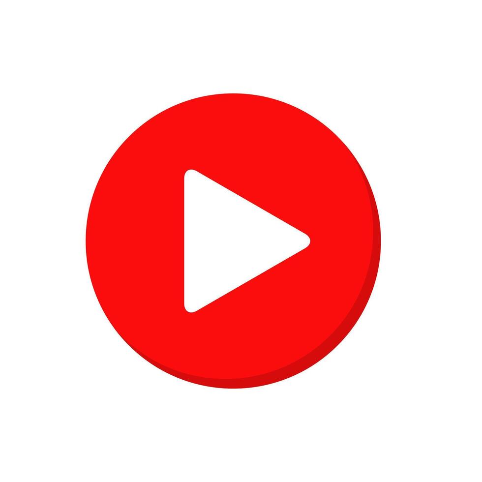 Play button icon vector on red circle
