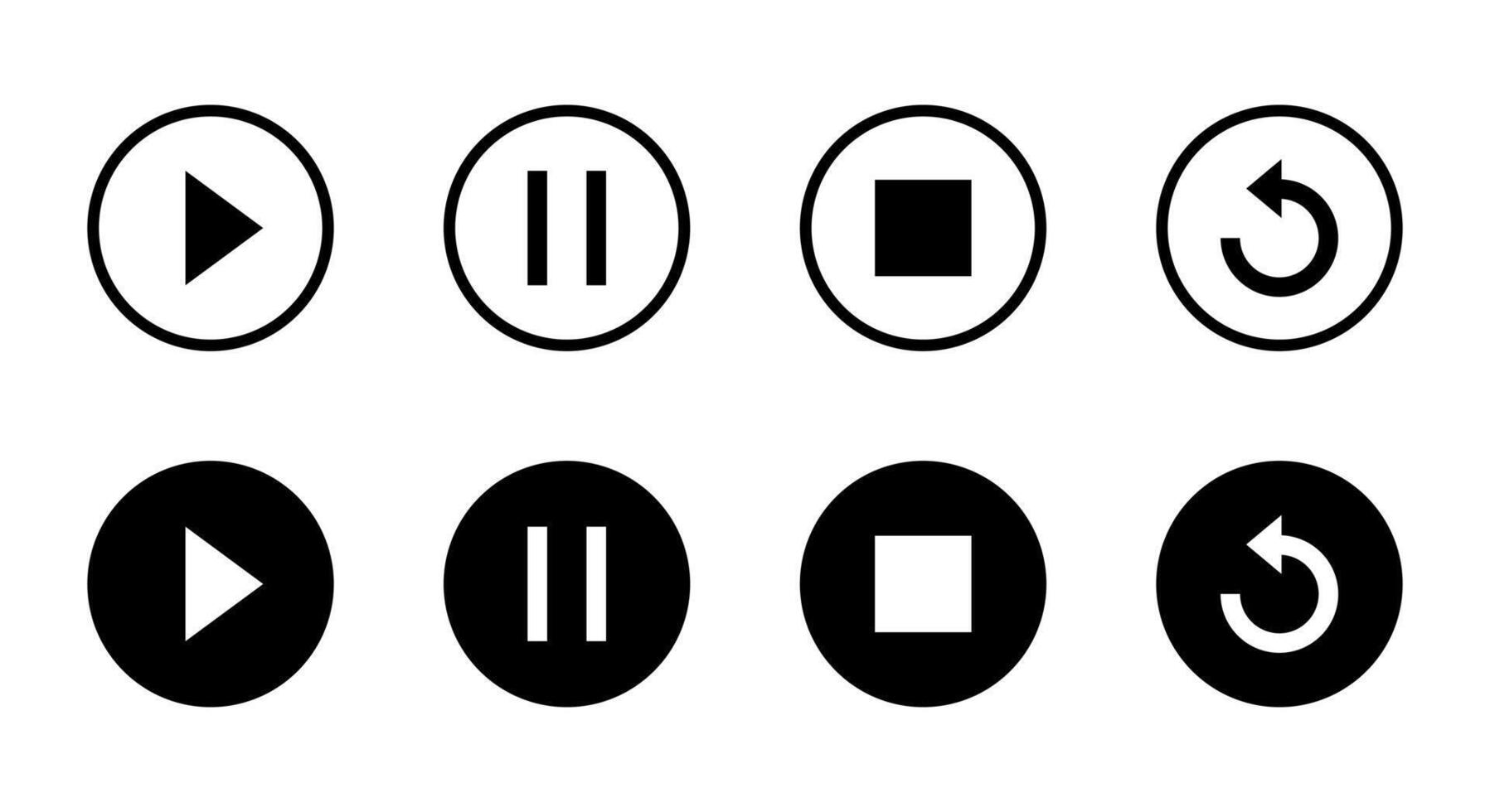 Play, pause, stop, and replay icon vector. Elements for video streaming app vector