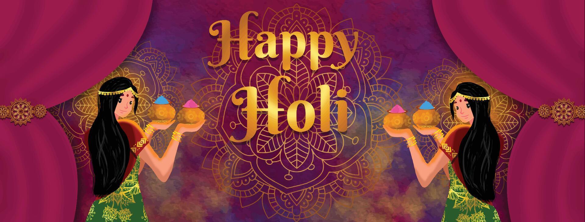 happy Holi , illustration of colorful promotional background for Festival of Colors celebration vector