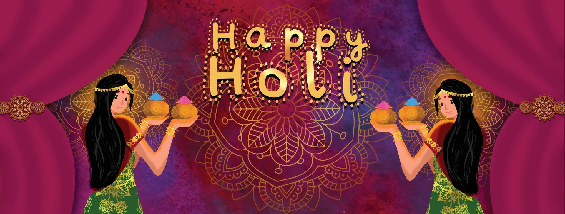 happy Holi , illustration of colorful promotional background for Festival of Colors celebration vector