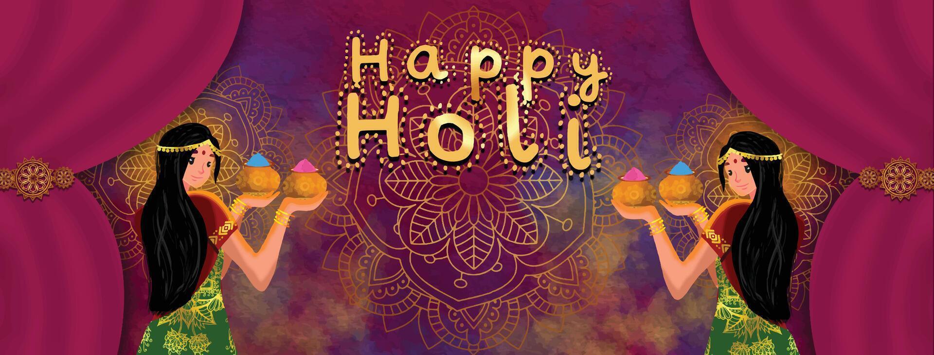 happy Holi , illustration of colorful promotional background for Festival of Colors celebration vector