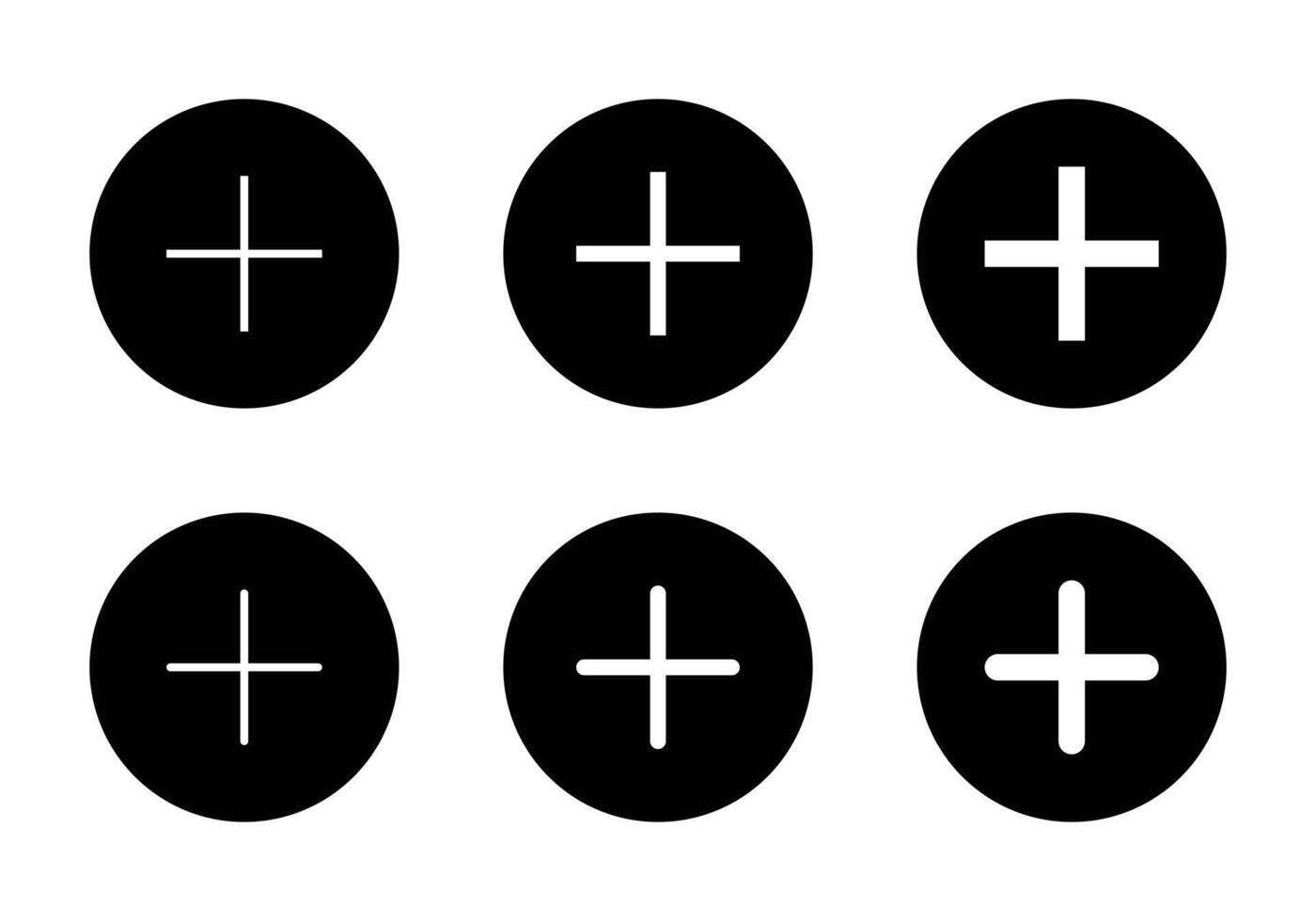 añadir botón icono vector. más símbolo en negro circulo vector