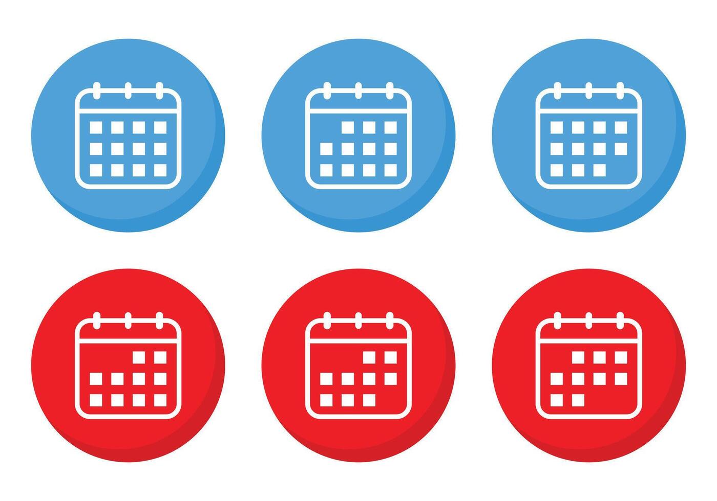 Set of calendar, date icon vector in flat design. Reminder concept