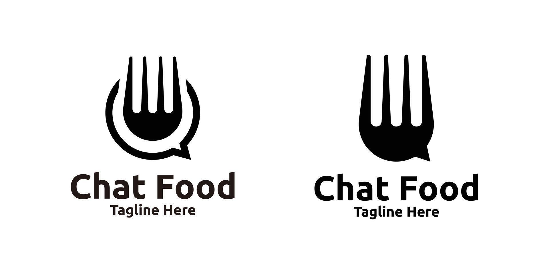creative chat food logo design, speech bubble and fork, order, order, delivery, logo design template, symbol, icon, vector, creative idea. vector