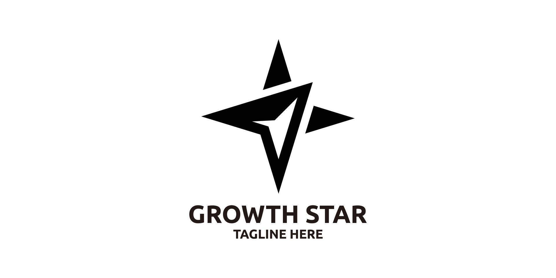 creativo logo diseño crecimiento estrella, norte estrella, crecer, negocio, flecha, logo diseño plantilla, icono, símbolo, creativo idea vector