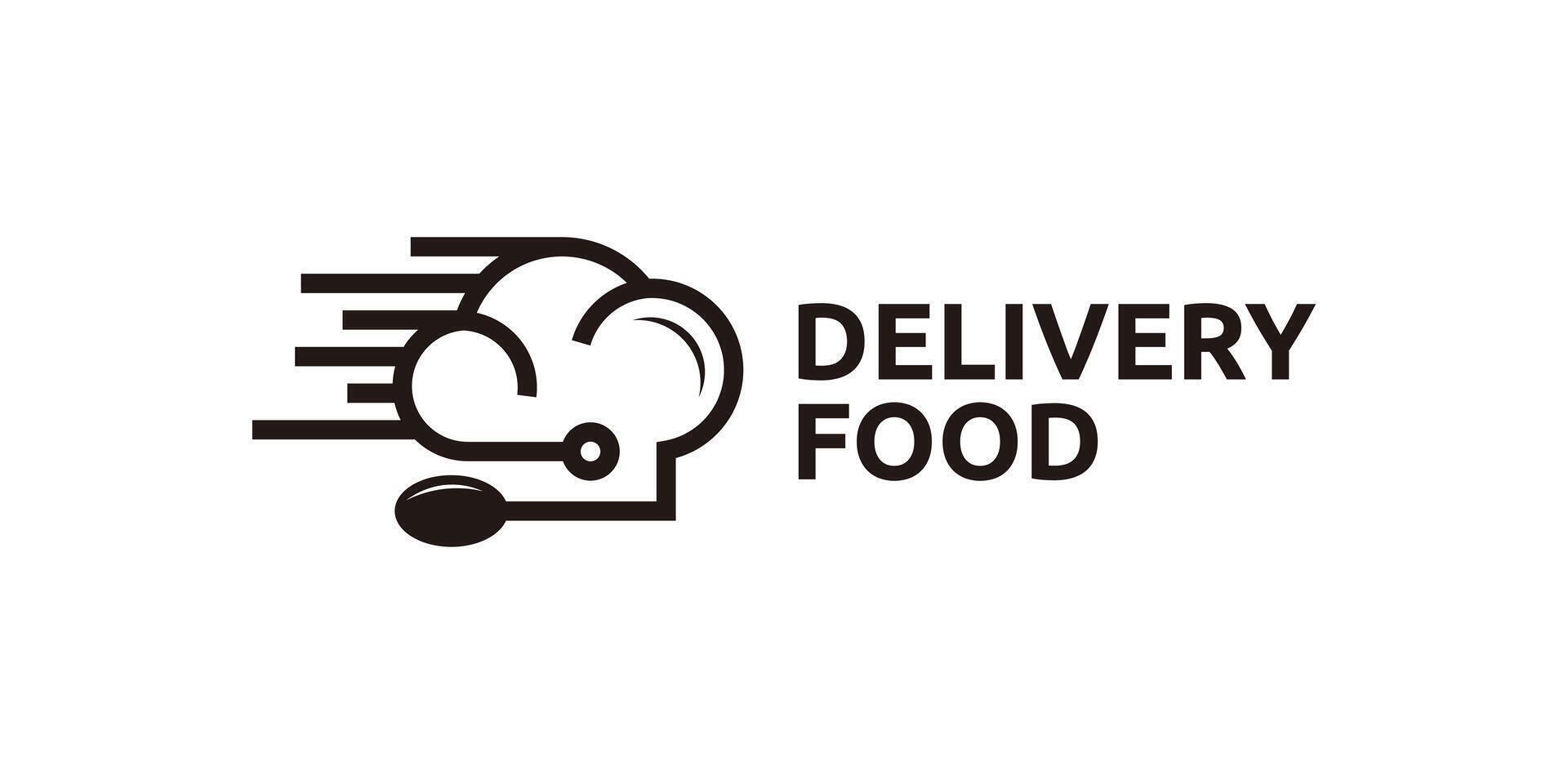 creative food delivery logo design, chef hat and speed, logo design templates, symbols, icons, creative ideas. vector