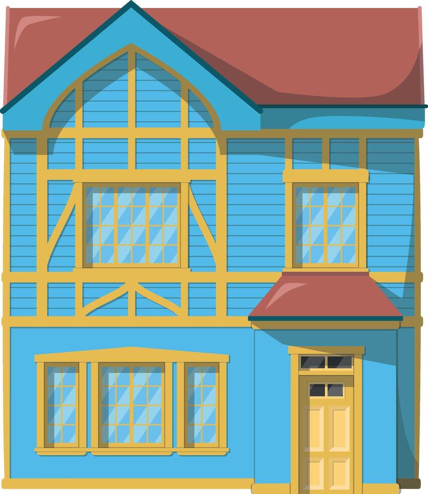 Vector illustration of a traditional Valparaiso house in cartoon style isolated on white background. Traditional Houses of the World Series