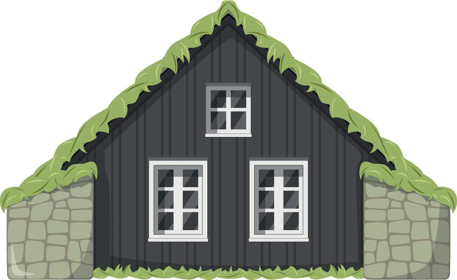 Vector illustration of a traditional Iceland Turf house in cartoon style isolated on white background. Traditional Houses of the World Series