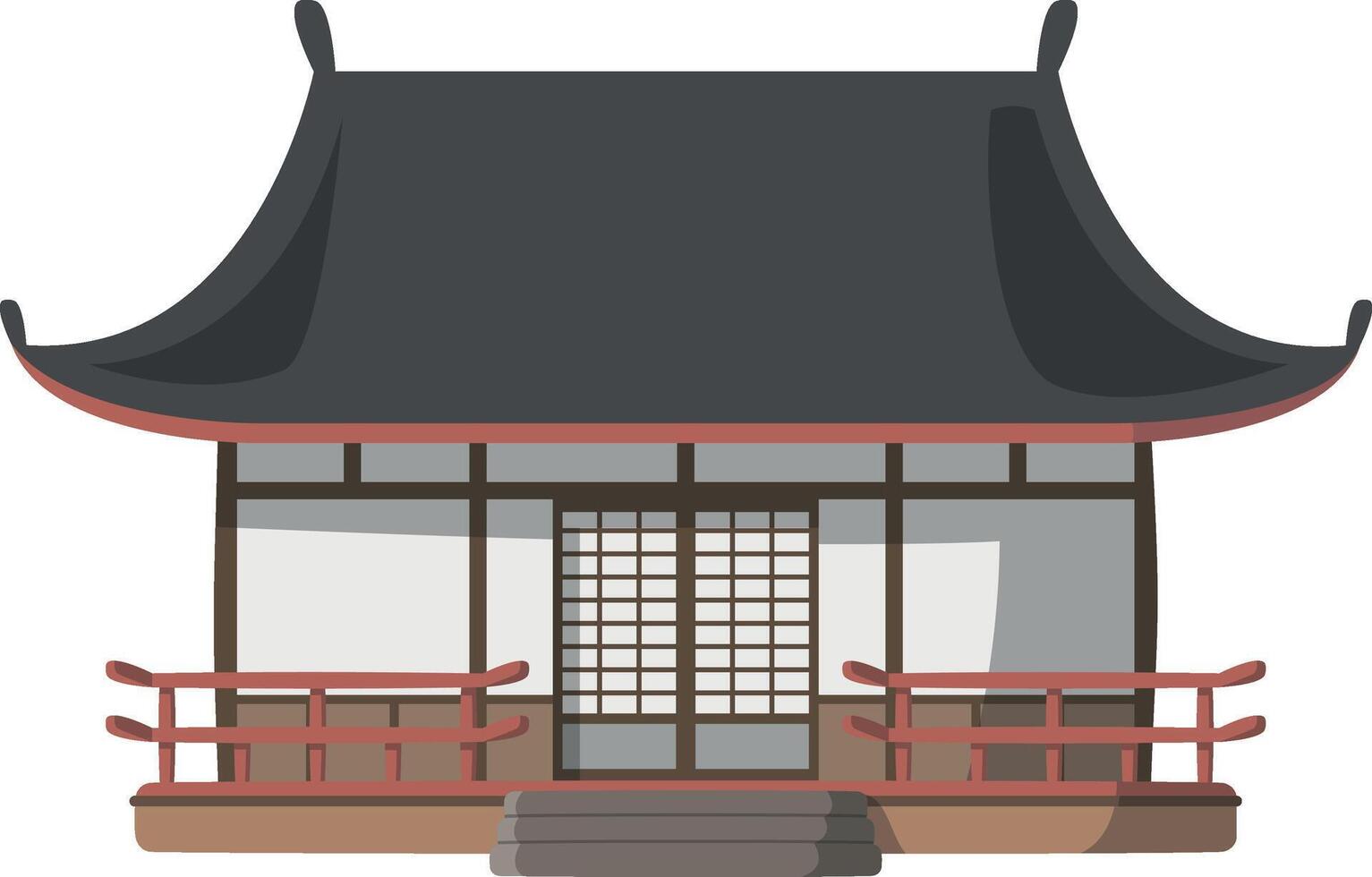 Vector illustration of a traditional Japan Minka house in cartoon style isolated on white background. Traditional Houses of the World Series