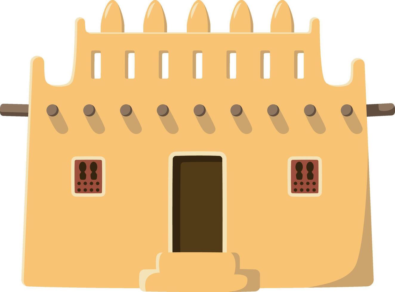 vector ilustración de un tradicional mali barro casa en dibujos animados estilo aislado en blanco antecedentes. tradicional casas de el mundo serie