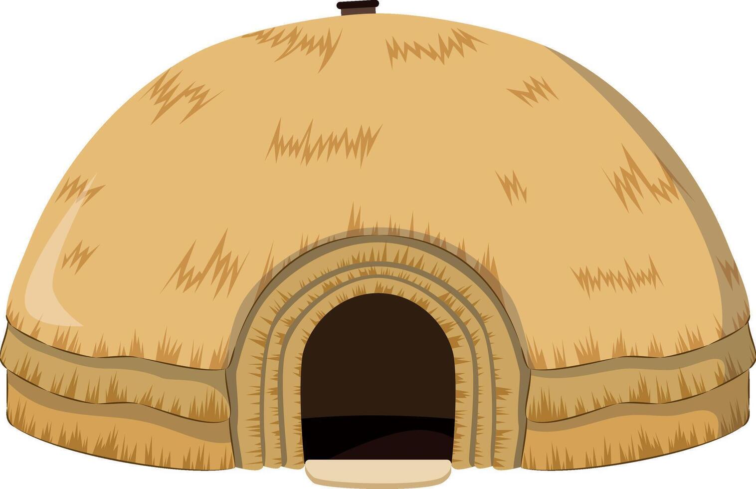 Vector illustration of a traditional zulu Beehive hut in cartoon style isolated on white background. Traditional Houses of the World Series