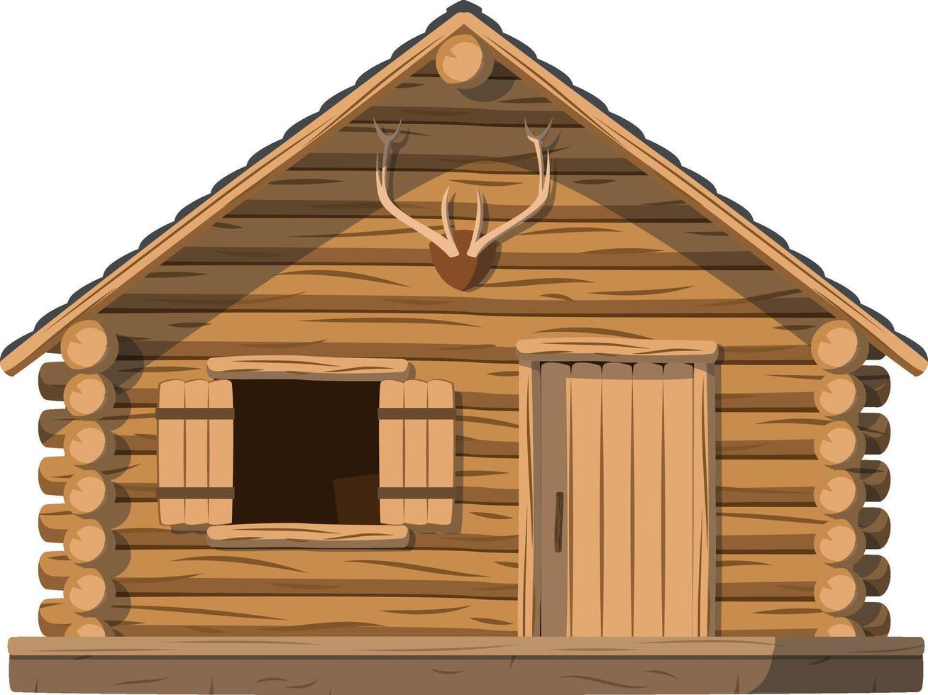 Vector illustration of a traditional log cabin in cartoon style isolated on white background. Traditional Houses of the World Series