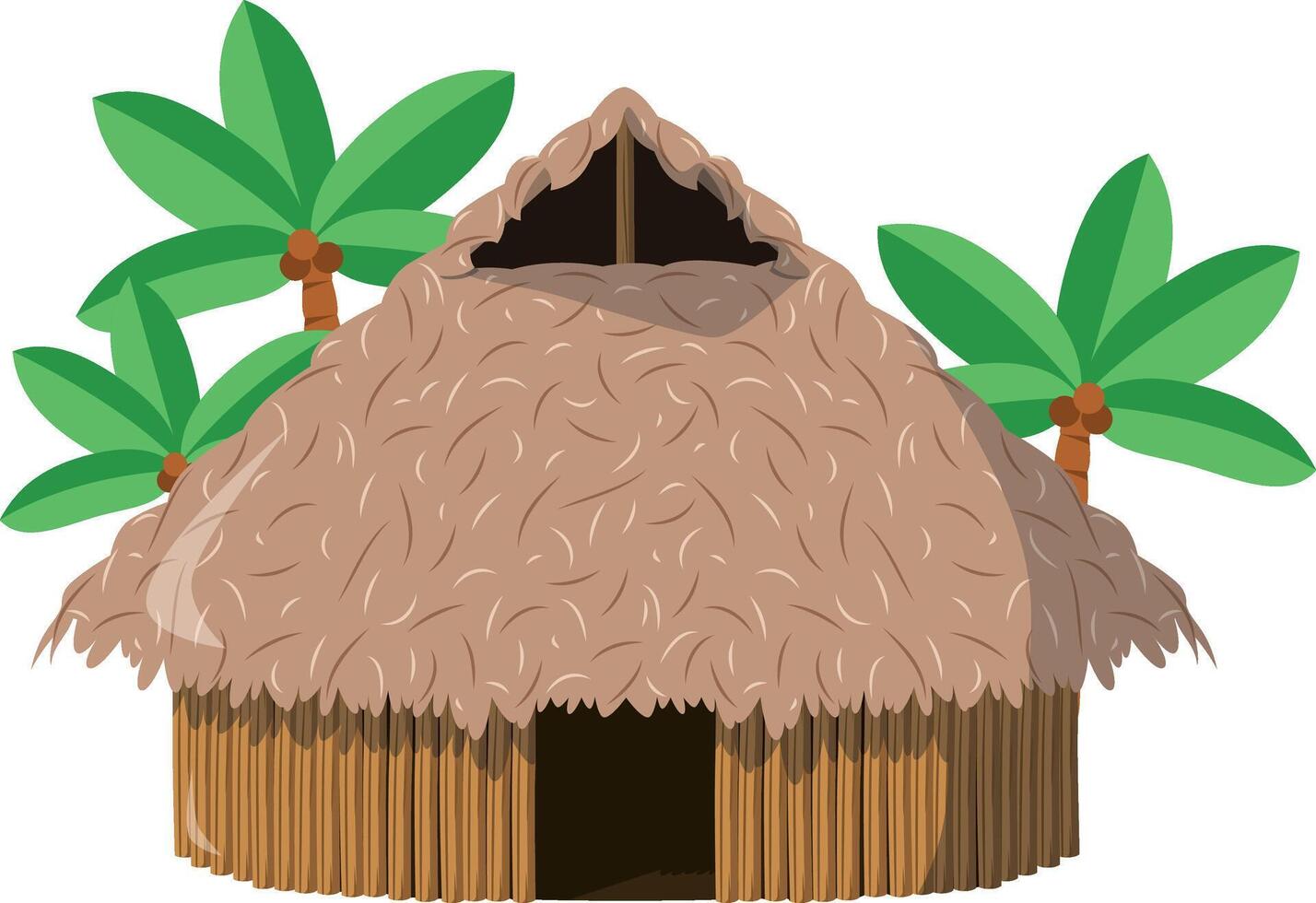 Vector illustration of a traditional Amazon Maloca house in cartoon style isolated on white background. Traditional Houses of the World Series