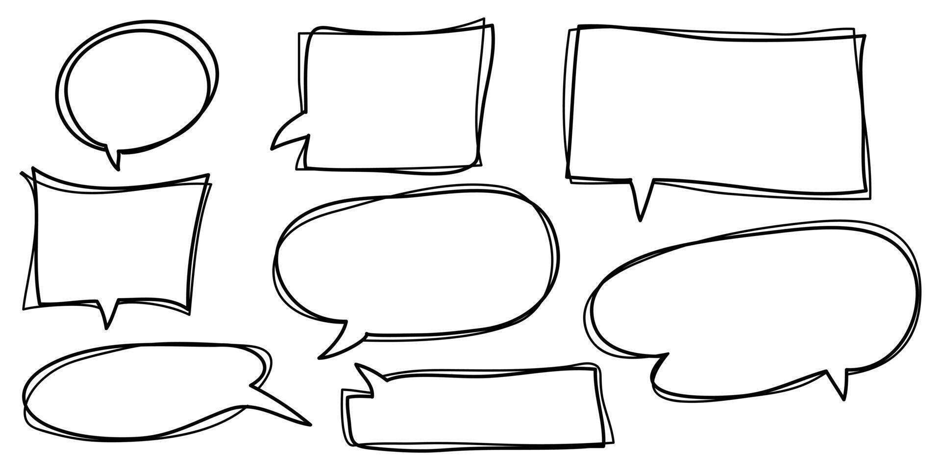 Speech bubbles comic on doodle set. isolated on white background. vector illustration