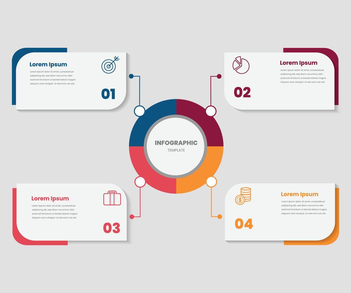 resumen flechas de grafico, diagrama con 4 4 pasos, opciones, partes o procesos. vector negocio modelo para presentación gratis vector