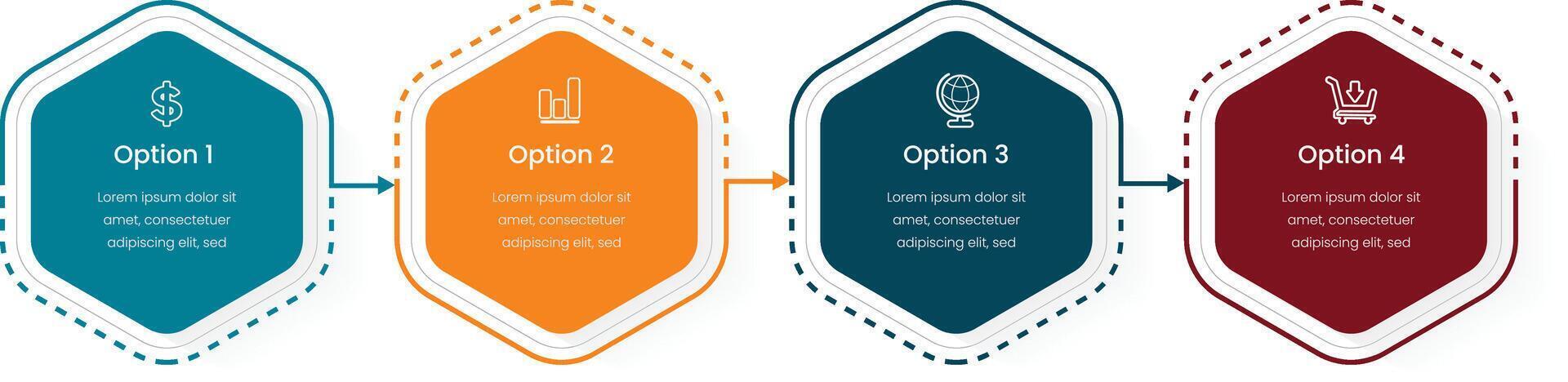 Vector Infographic label design template with icons and 4 options or steps. process diagram, presentations, workflow layout, banner, flow chart, info graph free vector