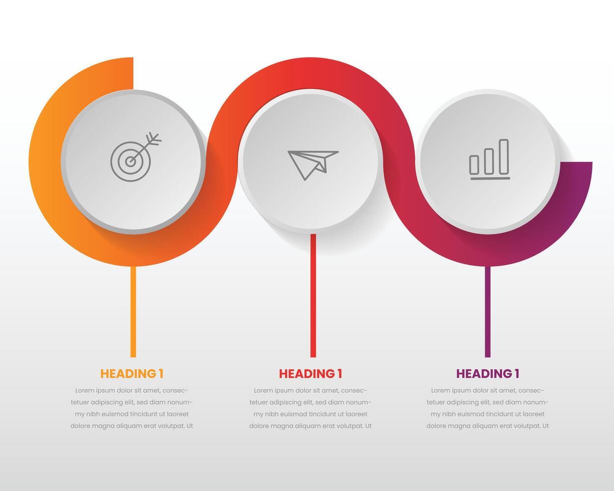 vector infografía etiqueta diseño modelo con íconos y 3 opciones o pasos. lata ser usado para proceso diagrama, presentaciones, flujo de trabajo disposición, bandera, fluir cuadro, informacion grafico Pro vector