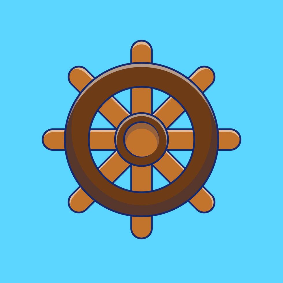 Ship Steering Gear Cartoon Vector Icons Illustration. Flat Cartoon Concept. Suitable for any creative project.