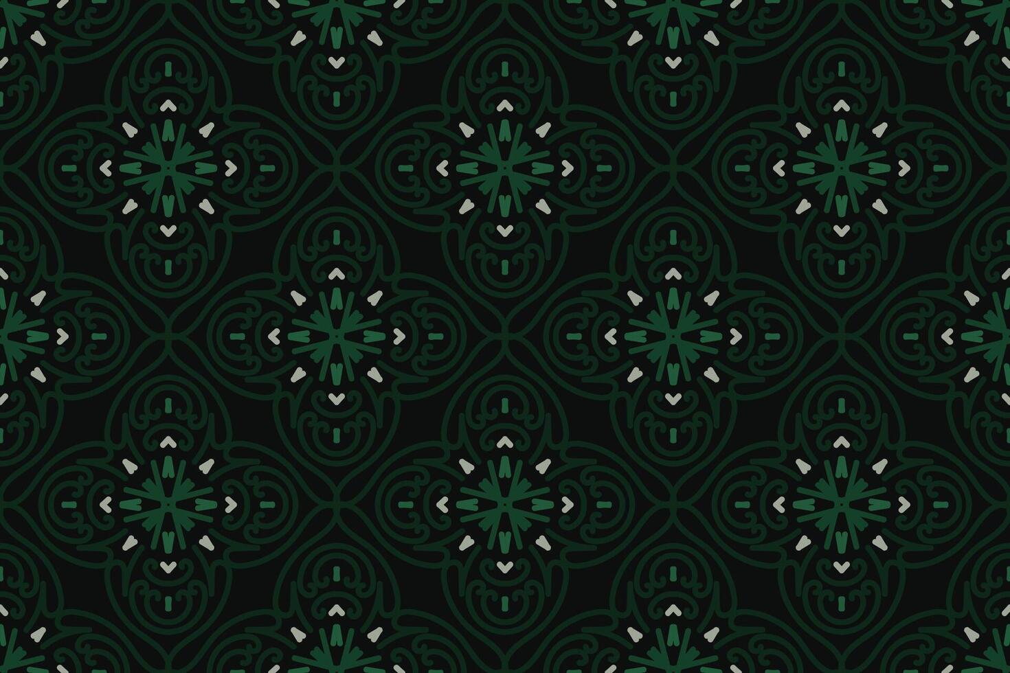 Seamless floral pattern with black, green and grey color. Vector