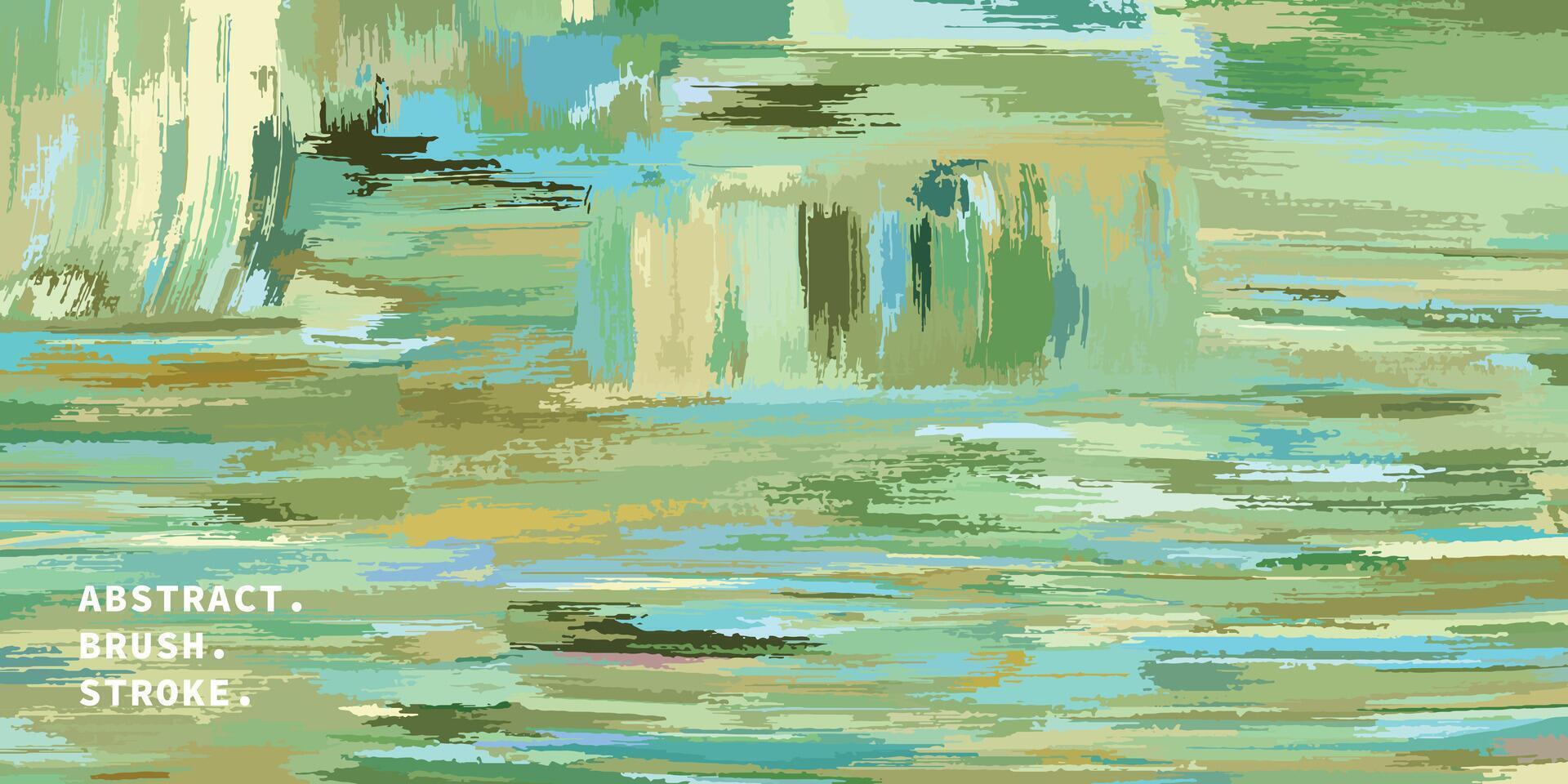 Abstract green painting with rough brush strokes. Contemporary oil painting in flat vector style.