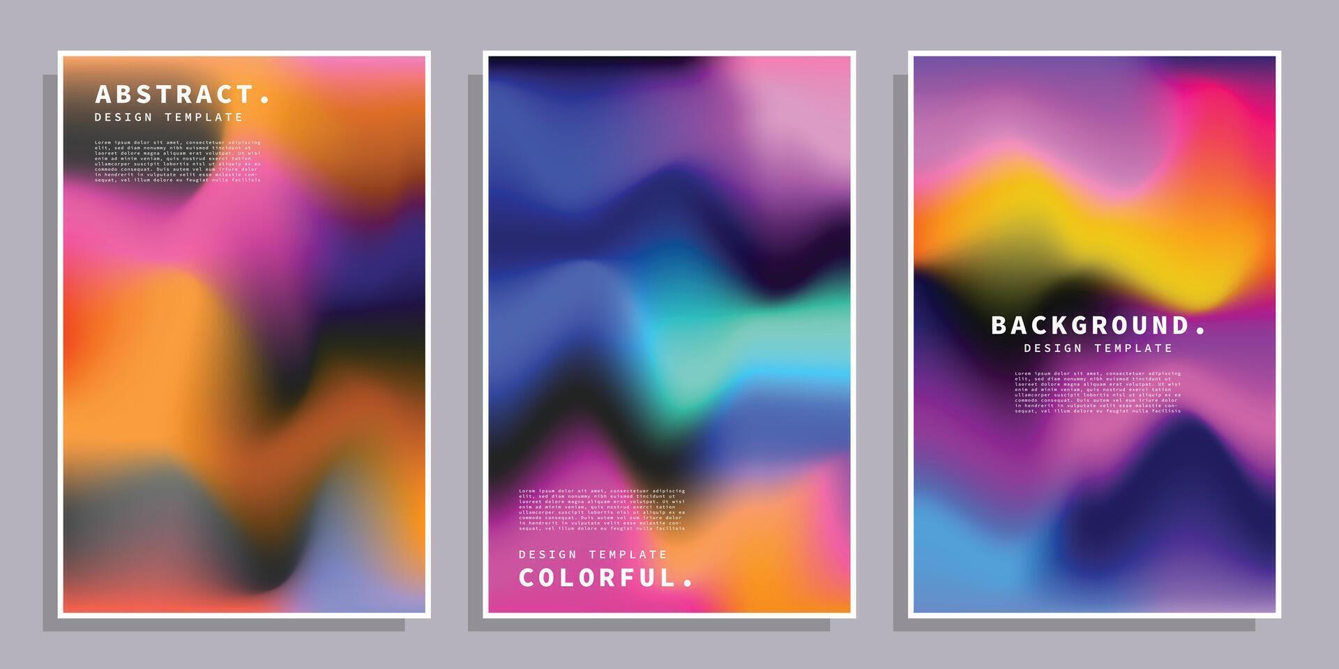 Colorful fluid gradient background template set. Abstract liquid color gradation design. Suitable for poster, banner, cover, or presentation. vector