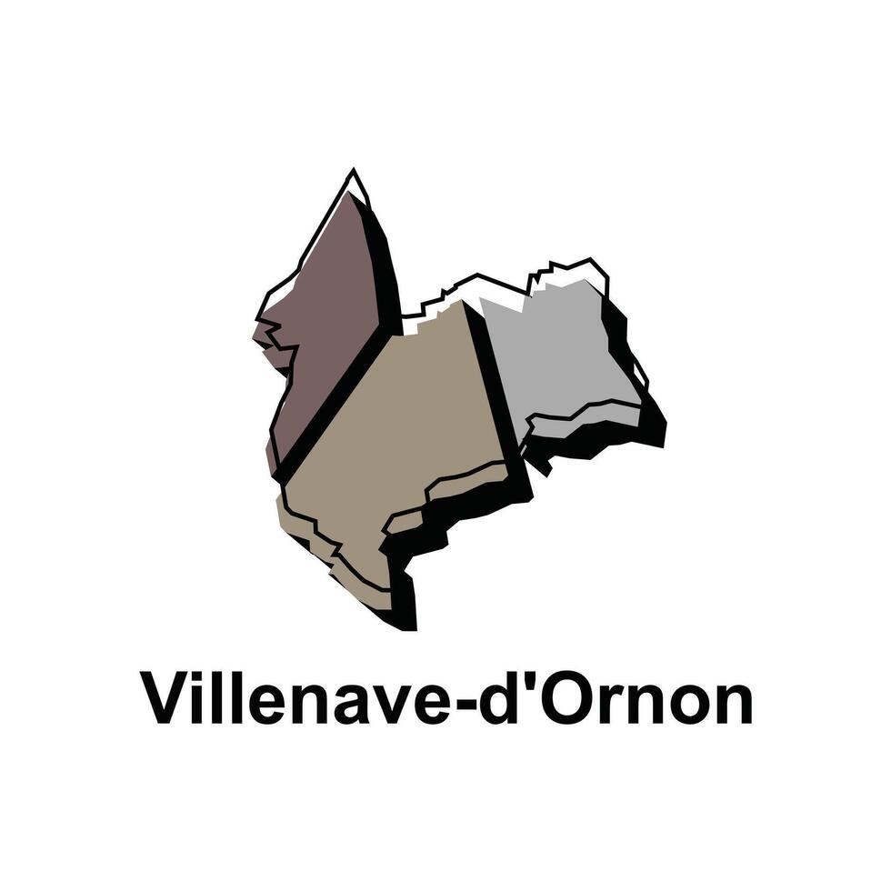 vector map of Villenave d'Ornon colorful design, illustration design template on white background