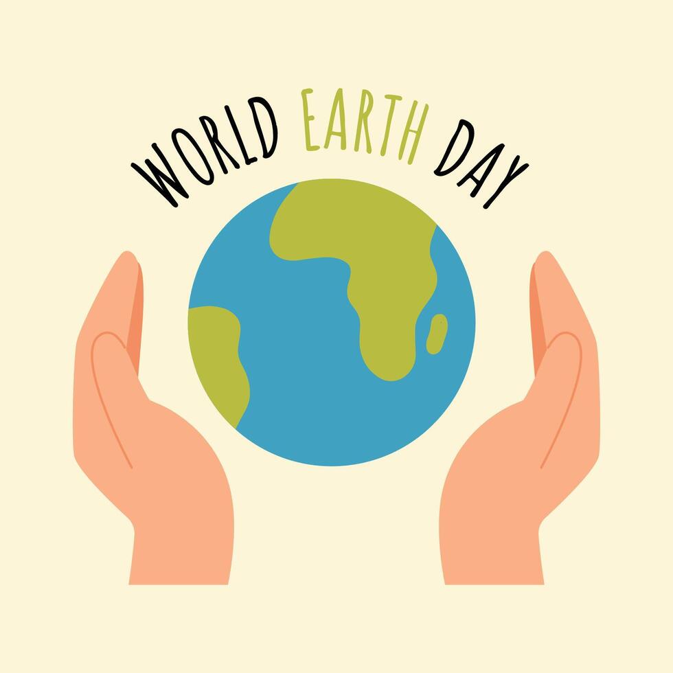 Hands hold earth. World earth day. Modern simple illustration.  Save earth. Happy earth day. vector