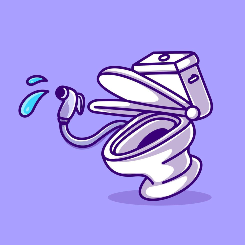Water Splash From Toilet Cartoon Vector Icon Illustration. Cleanliness Object Icon Concept Isolated Premium Vector.  Flat Cartoon Style