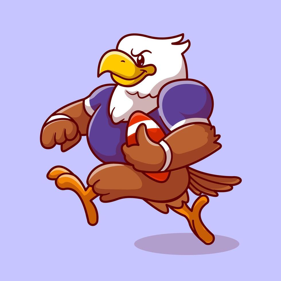 Cute Eagle Playing Rugby Football Cartoon Vector Icon  Illustration. Animal Sport Icon Concept Isolated Premium  Vector. Flat Cartoon Style