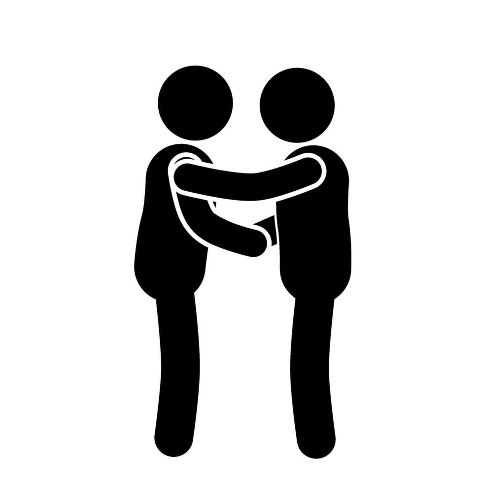 vector illustration of stick figures shaking hands