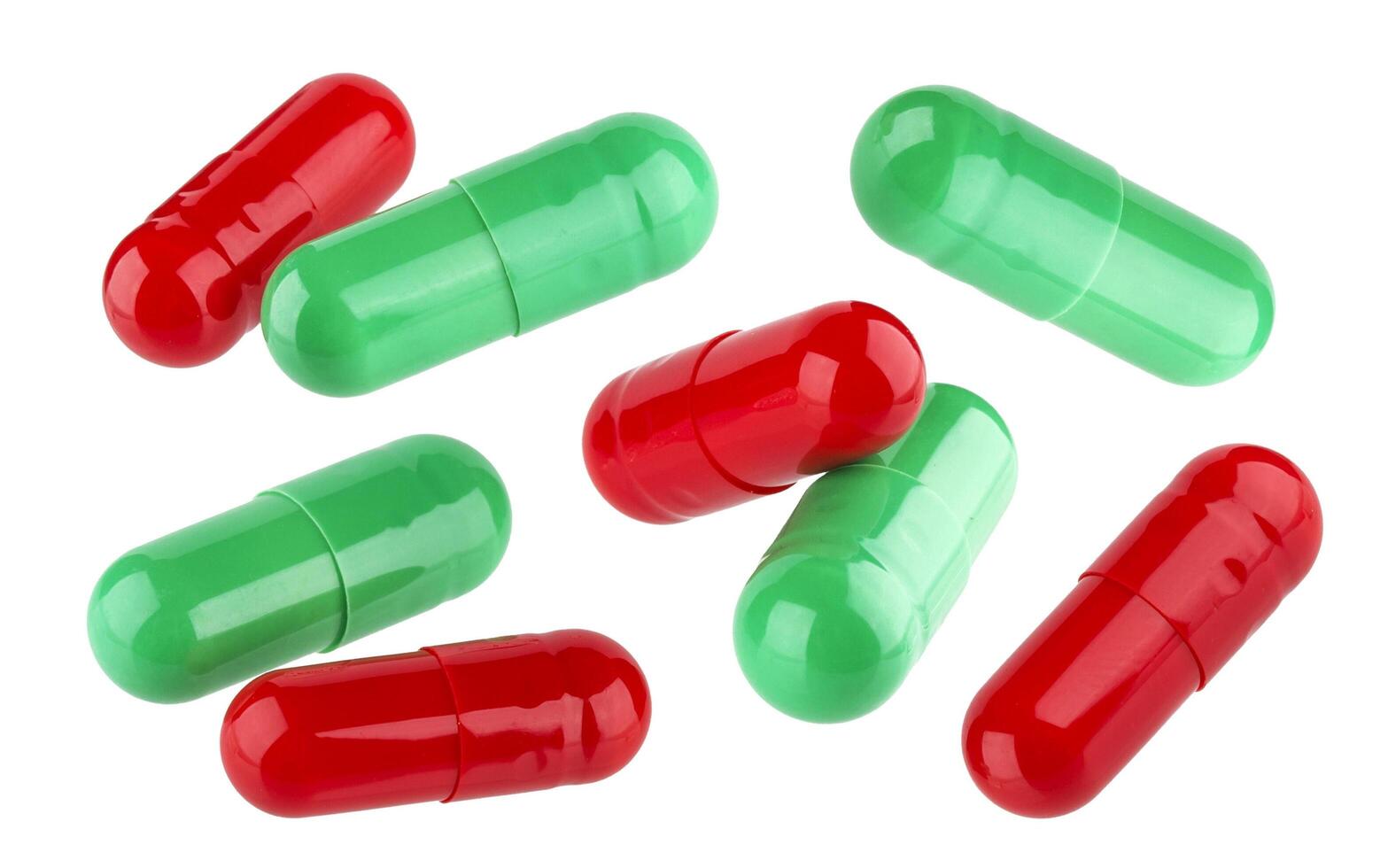 Medical pill capsules isolated on white background photo
